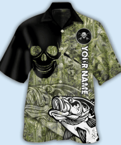 Fishing Lover Skull Cool Style Personalized Hawaiian Shirt Hoodifize